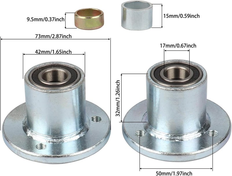 Asecupdat 3 Stud Front Wheel Hubs 17mm (0.76inch) Fit for 5 Inch Wheels for DIY ATV UTV Go Kart Golf Cart Buggy Quad Moped Dune Drift Trike Tricycle 4 Wheeler - Image 2